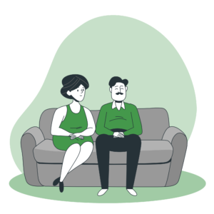 Husband & wife seating on sofa